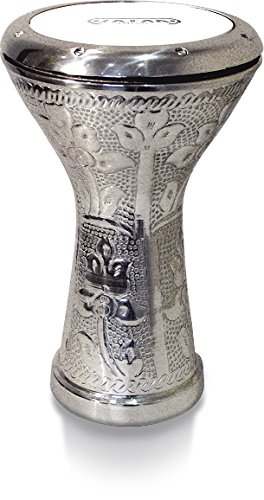 Vatan 3024 Ägyptische Darbuka, geschnitzt, groß, Durchmesser 22 cm, silberfarben von Vatan