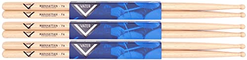 Vater Drumsticks VS3P7AW - 7A Manahattan American Hickory Serie - Holzspitze - 3 Paar von Vater
