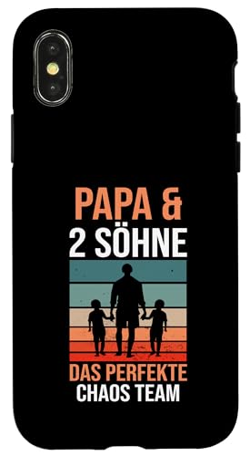 Papa & 2 Söhne das Perfekte Chaos Team Papa Hülle für iPhone X/XS von Vatertag & Tochter Geschenke