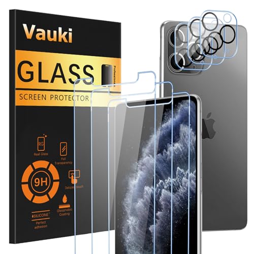 Vauki [3 Stück Schutzfolie für iPhone 11 Pro Max mit 3 Kamera Schutzglas,9H Härte Transparent HD Displayschutzfolie,Blasenfrei,Kratzfest,Schutzfolie für iPhone 11 Pro Max von Vauki