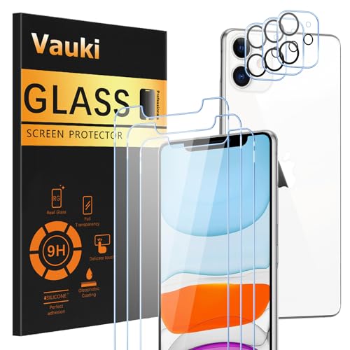 Vauki [3 Stück Schutzfolie für iPhone 11 mit 3 Kamera Schutzglas,9H Härte Transparent HD Displayschutzfolie,Blasenfrei,Kratzfest,Schutzfolie für iPhone 11 6.1 Zoll von Vauki