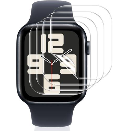 Vauki 4 Stück Schutzfolie für Apple Watch SE (2022/2020)/Series 6 5 4 44mm Displayschutz,Anti-Staub Weiches TPU Displayfolie Blasenfrei Einfache Installation Transparent Kratzfest Displayschutzfolie von Vauki