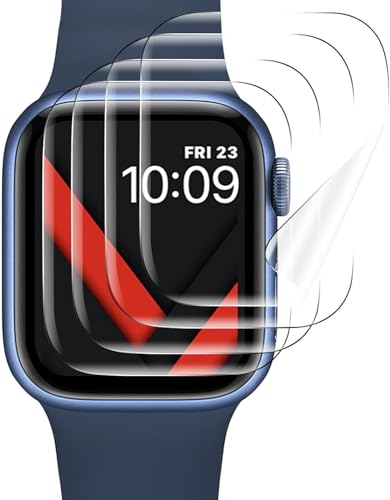 Vauki 4 Stück Schutzfolie für Apple Watch Series 9/8/7 41 mm,Schutzglas Displayschutzfolie 9H Härte,HD Transparent Kratzfest Blasenfrei Anti-Fingerprint Full Screen Displayschutz von Vauki