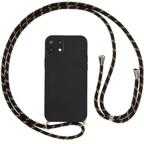 Vauki Handykette Hülle für Xiaomi 11 Lite 5G NE/Mi 11 Lite 4G/5G mit Band, HandyHülle mit Kordel, Weich Silikon TPU Stoßfest Bumper mit Kette zum Umhängen für Xiaomi 11 Lite, Lanyard-Schwarz von Vauki