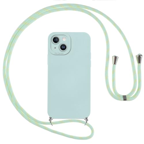 Vauki Handykette Hülle für iPhone 13 mit Band, HandyHülle mit Kordel, Weich Silikon TPU Stoßfest Bumper mit Kette zum Umhängen für iPhone 13, Lanyard - Blau von Vauki