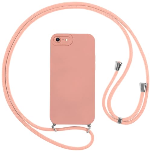 Vauki Handykette Hülle für iPhone 8/iPhone SE 2020/iPhone 7/SE 2022 mit Band, HandyHülle mit Kordel, Weich Silikon TPU Stoßfest Bumper mit Kette zum Umhängen für iPhone 8, Lanyard - Rosa von Vauki