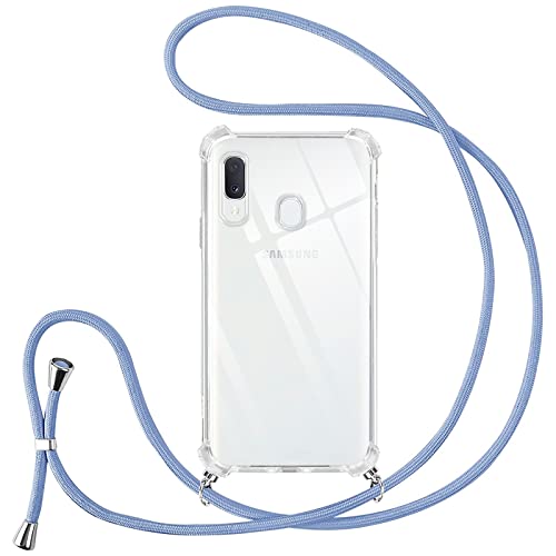 Vauki Handykette für Samsung Galaxy A20e Hülle mit Band, Durchsichtig Silikon Handyhülle mit Kordel zum Umhängen, Necklace Schnur TPU Bumper Case für Samsung A20e, Lila von Vauki