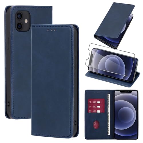 Vauki Hülle Leder für iPhone 11 Handyhülle mit 1 Schutzfolie, Standfunktion Kartenfach Wallet Schutzhülle Flip Case Cover Stoßfeste Klapphülle für iPhone 11 6.1",Blau Vauki Hülle Leder für iPhone 11 Handyhülle mit 1 Schutzfolie, Standfunktion Kartenfach Wallet Schutzhülle Flip Case Cover Stoßfeste Klapphülle für iPhone 11 6.1",Blau von Vauki