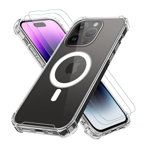 Vauki Hülle für iPhone 13 Pro Kompatibel mit MagSafe mit 2 Schutzfolie, Transparente Weiche TPU Silikon Handyhülle mit Magnetisch Kabellosem Laden Schutzhülle Bumper Case Cover für iPhone 13Pro 6.1” von Vauki