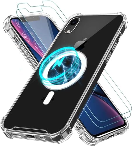 Vauki Hülle für iPhone XR Kompatibel mit MagSafe mit 2 Displayschutz Schutzfolie, Transparente Weiche TPU Silikon Handyhülle mit Magnetisch Kabellosem Laden Schutzhülle HD Case Cover für iPhone XR Vauki Hülle für iPhone XR Kompatibel mit MagSafe mit 2 Displayschutz Schutzfolie, Transparente Weiche TPU Silikon Handyhülle mit Magnetisch Kabellosem Laden Schutzhülle HD Case Cover für iPhone XR von Vauki