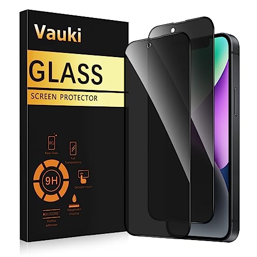 Vauki Sichtschutz Schutzfolie für iPhone 14 Schutzglas 2 Stück,9H Härte Privacy Displayschutzfolie,Privatsphäre Anti-Spy Bläschenfrei Kratzfest Blickschutzfolie für iPhone 14,6.1" von Vauki