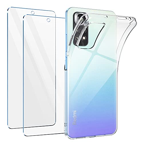 Vauki für Xiaomi Redmi Note 11/Redmi Note 11S Hülle mit Schutzfolie 2 Stück,Ultra Dünn Transparent Silikon Handyhülle und Displayschutzfolie,Slim Soft Stoßfeste Schutzhülle für Redmi Note 11 6.43" von Vauki