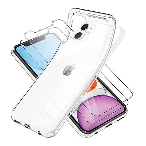Vauki für iPhone 11 Hülle Durchsichtig mit Schutzfolie 2 Stück,Ultra Dünn Transparent Silikon Handyhülle und Displayschutzfolie,Slim Soft Stoßfeste Schutzhülle für iPhone 11 6.1" Vauki für iPhone 11 Hülle Durchsichtig mit Schutzfolie 2 Stück,Ultra Dünn Transparent Silikon Handyhülle und Displayschutzfolie,Slim Soft Stoßfeste Schutzhülle für iPhone 11 6.1" von Vauki