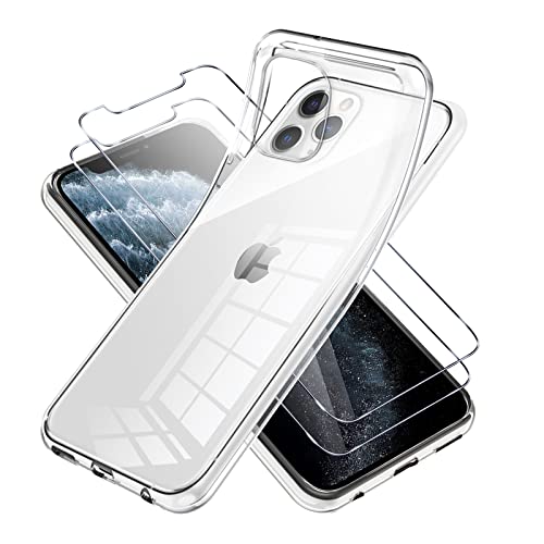 Vauki für iPhone 11 Pro Hülle Durchsichtig mit Schutzfolie 2 Stück,Ultra Dünn Transparent Silikon Handyhülle und Displayschutzfolie,Slim Soft Stoßfeste Schutzhülle für iPhone 11 Pro 5.8" von Vauki
