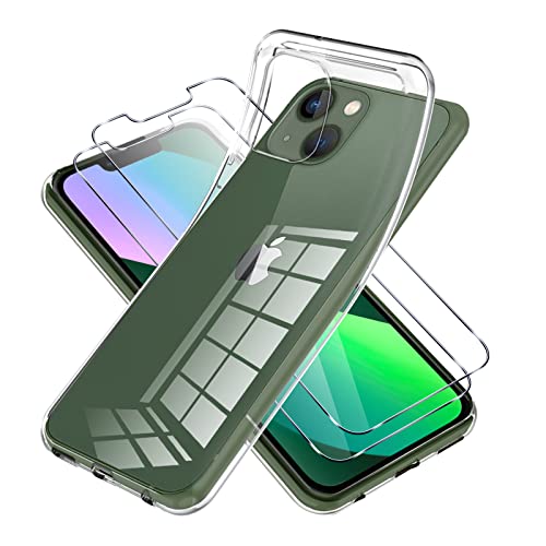 Vauki für iPhone 13 Mini Hülle Durchsichtig mit Schutzfolie 2 Stück,Ultra Dünn Transparent Silikon Handyhülle und Displayschutzfolie,Slim Soft Stoßfeste Schutzhülle für iPhone 13mini 5.4" von Vauki