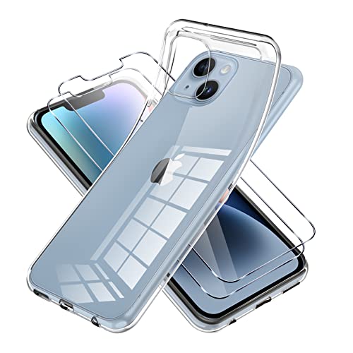 Vauki für iPhone 14 Hülle Durchsichtig mit Schutzfolie 2 Stück,Ultra Dünn Transparent Silikon Handyhülle und Displayschutzfolie,Slim Soft Stoßfeste Schutzhülle für iPhone 14 6.1" Vauki für iPhone 14 Hülle Durchsichtig mit Schutzfolie 2 Stück,Ultra Dünn Transparent Silikon Handyhülle und Displayschutzfolie,Slim Soft Stoßfeste Schutzhülle für iPhone 14 6.1" von Vauki
