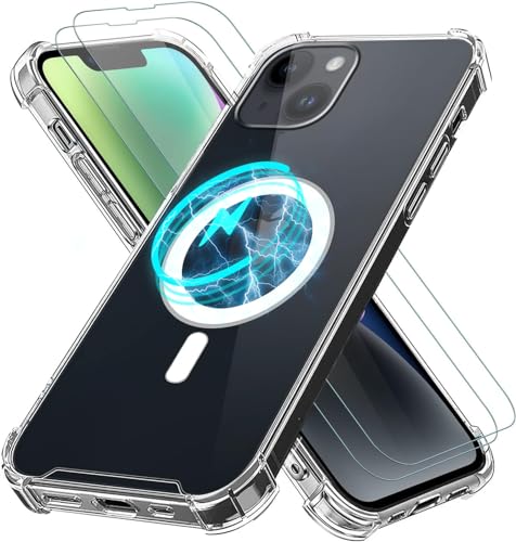 Vauki für iPhone 14 Plus Hülle Kompatibel mit MagSafe mit 2 Displayschutz Schutzfolie, Handyhülle Durchsichtig Weiche TPU Silikon Case mit isch Kabellosem Laden Schutzhülle HD Cover,Weiß Vauki für iPhone 14 Plus Hülle Kompatibel mit MagSafe mit 2 Displayschutz Schutzfolie, Handyhülle Durchsichtig Weiche TPU Silikon Case mit isch Kabellosem Laden Schutzhülle HD Cover,Weiß von Vauki