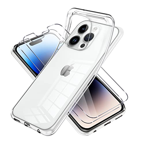 Vauki für iPhone 14 Pro Hülle Durchsichtig mit Schutzfolie 2 Stück,Ultra Dünn Transparent Silikon Handyhülle und Displayschutzfolie,Slim Soft Stoßfeste Schutzhülle für iPhone 14Pro 6.7" Vauki für iPhone 14 Pro Hülle Durchsichtig mit Schutzfolie 2 Stück,Ultra Dünn Transparent Silikon Handyhülle und Displayschutzfolie,Slim Soft Stoßfeste Schutzhülle für iPhone 14Pro 6.7" von Vauki