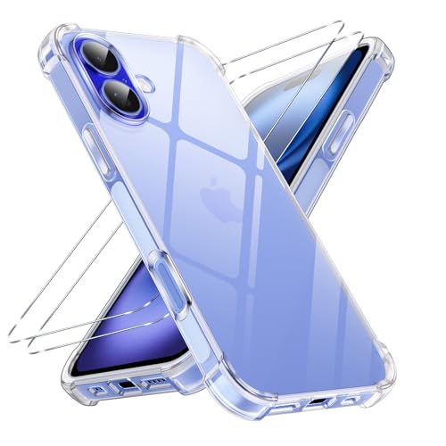 Vauki für iPhone 16 6.1" Hülle Durchsichtig mit 2 Stück Schutzfolie, Transparent Stoßfest Protection Weiche Silikon Handyhülle Frauen Junge,Sturzfest Schutzhüllen Protective Clear Case for iPhone16 Vauki für iPhone 16 6.1" Hülle Durchsichtig mit 2 Stück Schutzfolie, Transparent Stoßfest Protection Weiche Silikon Handyhülle Frauen Junge,Sturzfest Schutzhüllen Protective Clear Case for iPhone16 von Vauki