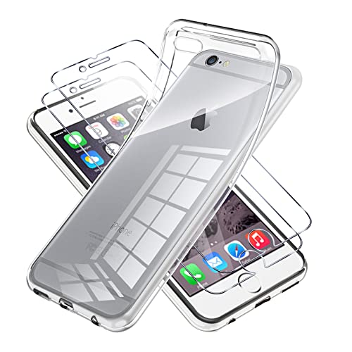 Vauki für iPhone 6/iPhone 6s Hülle Durchsichtig mit Schutzfolie 2 Stück,Ultra Dünn Transparent Silikon Handyhülle und Displayschutzfolie,Slim Soft Stoßfeste Schutzhülle für iPhone 6S 4.7" von Vauki