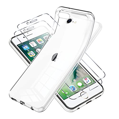 Vauki für iPhone 8/iPhone SE 2020/iPhone 7/SE 2022 Hülle Durchsichtig mit Schutzfolie 2 Stück,Ultra Dünn Transparent Silikon Handyhülle Displayschutzfolie,Slim Stoßfeste Schutzhülle für iPhone 8 4.7" von Vauki