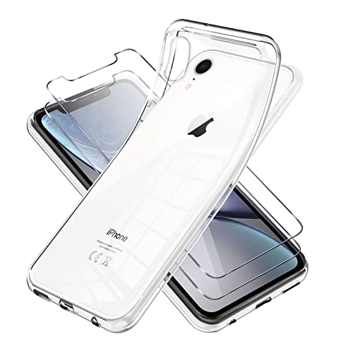 Vauki für iPhone XR Hülle Durchsichtig mit Schutzfolie 2 Stück,Ultra Dünn Transparent Silikon Handyhülle und Displayschutzfolie,Slim Soft Stoßfeste Schutzhülle für iPhone XR 6.1" von Vauki