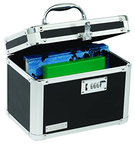 Vaultz Zahlenschloss Box – 1 Stück – 10 x 7,25 x 7,75 Zoll Standardsafe mit Schlüssel und Kombischloss für wichtige Dokumente, Medizin & Geld – Schwarz von Vaultz