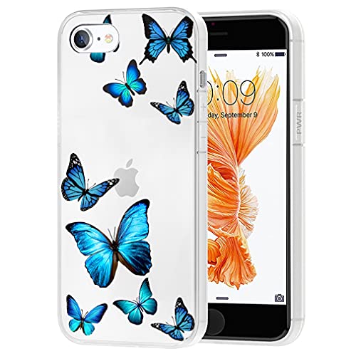 Vavies Hülle für iPhone 6S Hülle, iPhone 6 Hülle für Mädchen Frauen, Slim Shockproof Clear Pattern Soft Flexible TPU Back Phone Protective Cover Cases for iPhone 6/6S (Blue Butterfly) von Vavies