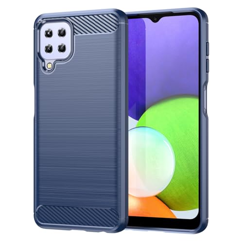 Vavies Schutzhülle für Galaxy A22 Case, für Samsung A22/für Galaxy M32/für Galaxy M22 Stoßdämpfende Karbonfaser-Hülle mit TPU-Ultradünne Schockfestige Handyhülle für Samsung Galaxy A22 4G blau von Vavies