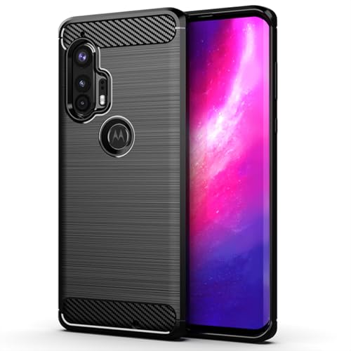 Vavies Schutzhülle für Motorola Edge + (2020)/Motorola Edge Plus 2020 XT2061-3, Karbonfaser-Hülle, schlank, weich, TPU, stoßdämpfend, stoßfest, Schwarz von Vavies