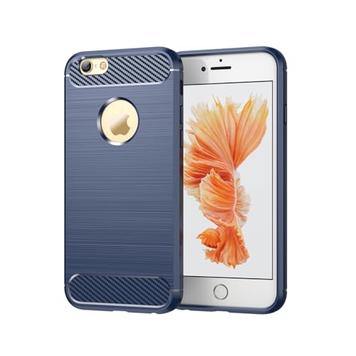 Vavies Schutzhülle für iPhone 6 Case, für iPhone 6S Stoßdämpfende Karbonfaser-Hülle mit TPU-Rahmen - Ultradünne Schockfestige Handyhülle für iPhone 6 blau von Vavies