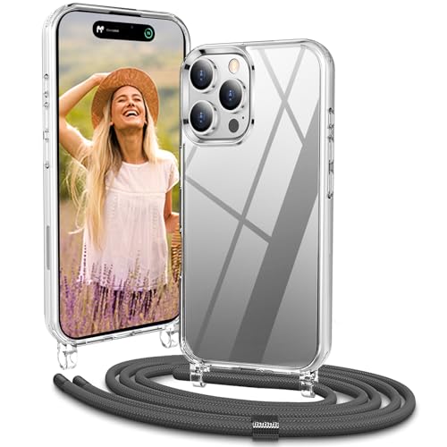 Vaykwo Handykette mit Band für Apple iPhone 16 Pro Hülle - Necklace Handyhülle - Transparente Case zum Umhängen mit Kameraschutz und Bildschirmschutz - Grau Vaykwo Handykette mit Band für Apple iPhone 16 Pro Hülle - Necklace Handyhülle - Transparente Case zum Umhängen mit Kameraschutz und Bildschirmschutz - Grau von Vaykwo
