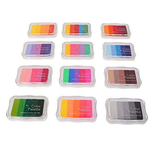 Vcedas 12-teiliges Basteltinten-Stempelkissen-Set, 5 Farben, Farbverlauf, Multifunktional, Waschbar, Stempelkissen für Fingerzeichnungen, Ausstellungsstoff von Vcedas
