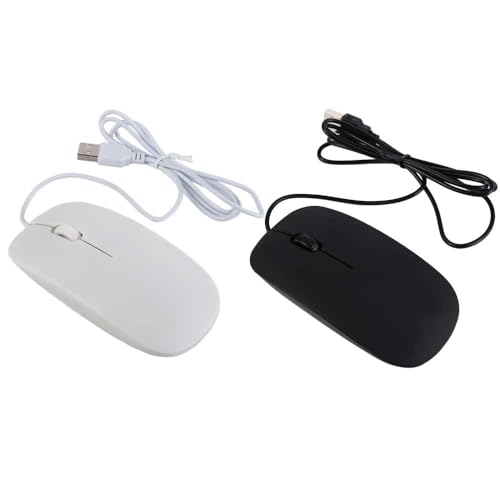 Vctitil 2 x USB-Maus, kabelgebunden, 1000 dpi, 3D-Maus, Optische Maus, Büro, Laptop, Zubehör (Schwarz/Weiß) von Vctitil