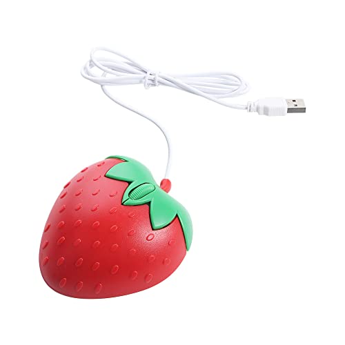 Vctitil 3D-Maus in Erdbeerform, USB-Kabel, tragbar, 800 dpi, optische Maus, Cartoon-Computer-Maus von Vctitil