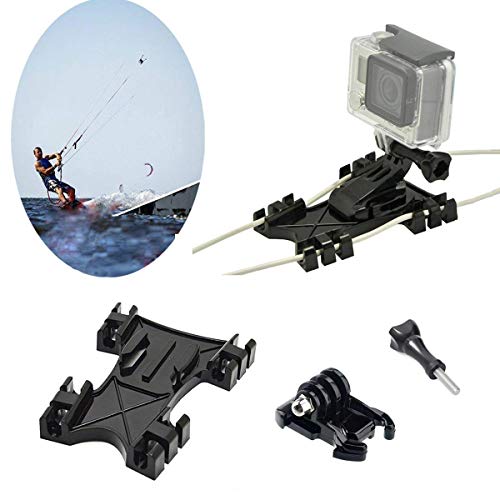 Kitesurfing Kite Line Mount, Kiteboarding Line Holder Adapter Adapter für GoPro Hero 4 5 6 7 8 9 10 11 Schwarz Silber Session, Akaso/Campark/YI und andere Kameras von Vcufflinks