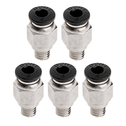 Vdaxvme 5 Stück PC4-M6 3D Drucker Push to Schnellverschraubungen Außengewinde Gerader Pneumatischer Fitting Anschluss Einfach Zu Bedienen von Vdaxvme