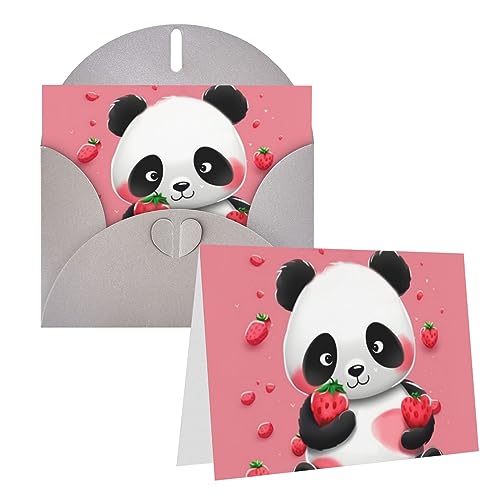 Geburtstagskarten mit Umschlägen, Erdbeer-Panda, Hochzeitskarten, Trauerkarten, Dankeskarten, blanko, für alle Anlässe, Grußkarten von VducK