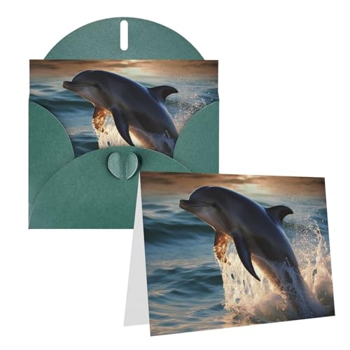 Grußkarte für Weihnachten Schöne Delphin Blanko-Karten mit Umschlag Niedliche Dankeskarte Perlpapier Grußkarten für Hochzeit Business Party Geschenke von VducK
