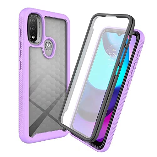 Motorola Moto E20 Hülle Motorola Moto E20 Schutzhülle,360 Grad Rundumschutz Cover mit Eingebautem Displayschutz,Robust Bumper Case Transparent Handyhülle Violett von Veapero