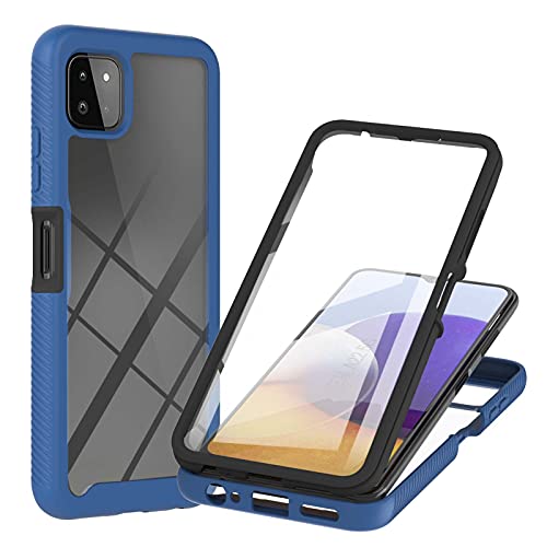 Samsung Galaxy A22 5G Hülle Samsung Galaxy A22 5G Schutzhülle,360 Grad Rundumschutz Cover mit Eingebautem Displayschutz,Robust Bumper Case Transparent Handyhülle für Samsung Galaxy A22 5G Blau von Veapero