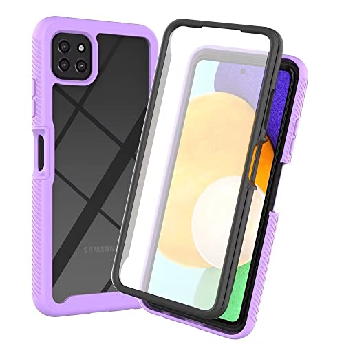 Samsung Galaxy A22 5G Hülle Samsung Galaxy A22 5G Schutzhülle,360 Grad Rundumschutz Cover mit Eingebautem Displayschutz,Robust Bumper Case Transparent Handyhülle für Samsung Galaxy A22 5G Violett von Veapero