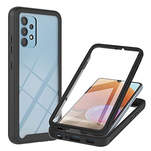 Samsung Galaxy A32 5G Hülle Samsung Galaxy A32 5G Schutzhülle, 360 Grad Rundumschutz Cover mit Eingebautem Displayschutz, Robust Bumper Case Transparent Handyhülle für Samsung Galaxy A32 5G Schwarz von Veapero