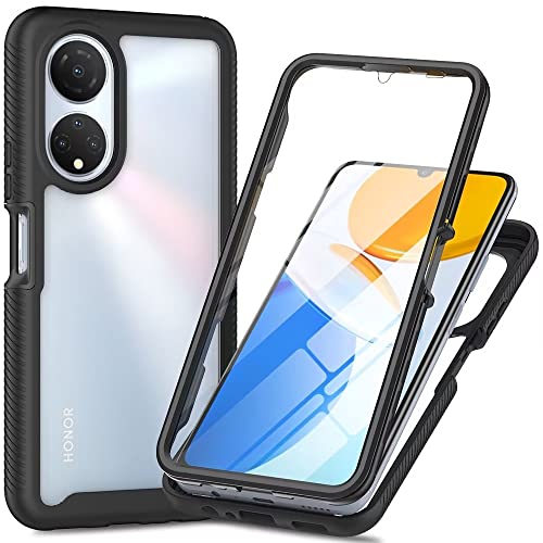 Veapero Honor X7 Hülle Honor X7 Schutzhülle,360 Grad Rundumschutz Cover mit Eingebautem Displayschutz,Robust Bumper Case Transparent Handyhülle Schwarz von Veapero