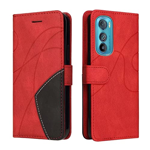 Veapero Hülle für Motorola Moto E20 E30 E40, PU Leder Handyhülle mit Kartenfächer und Standfunktion, Lederhülle Flip Wallet Case Schutzhülle Klappbare Handyhülle für Motorola Moto E20 E30 E40 Rot von Veapero