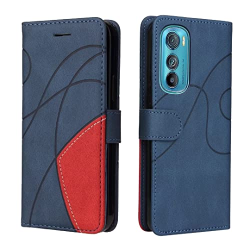 Veapero Hülle für Motorola Moto Edge 30, PU Leder Handyhülle mit Kartenfächer und Standfunktion, Lederhülle Flip Wallet Case Schutzhülle Klappbare Handyhülle für Motorola Moto Edge 30 Blau von Veapero