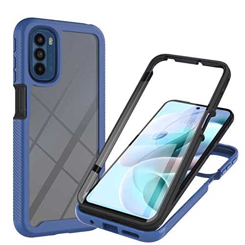 Veapero Motorola Moto G82/G52 Hülle Motorola Moto G82/G52 Schutzhülle,360 Grad Rundumschutz Cover mit Eingebautem Displayschutz,Robust Bumper Case Transparent Handyhülle Blau von Veapero