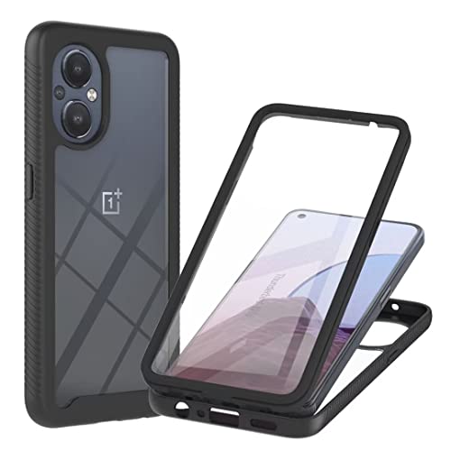 Veapero Oppo Reno 8 Lite 5G Hülle Oppo Reno 8 Lite 5G Schutzhülle,360 Grad Rundumschutz Cover mit Eingebautem Displayschutz,Robust Bumper Case Transparent Handyhülle Schwarz von Veapero