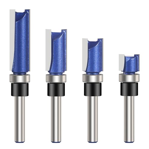 Vearter 4 Stück Bündigfräse Flush Trim Router Bit 6,35mm Schaft Holzbearbeitung Fräser Oberfräse Zubehör, Fräser für Oberfräse mit Kugellager, Fräser Set Holzfräser für Trimm Carving Vearter 4 Stück Bündigfräse Flush Trim Router Bit 6,35mm Schaft Holzbearbeitung Fräser Oberfräse Zubehör, Fräser für Oberfräse mit Kugellager, Fräser Set Holzfräser für Trimm Carving von Vearter
