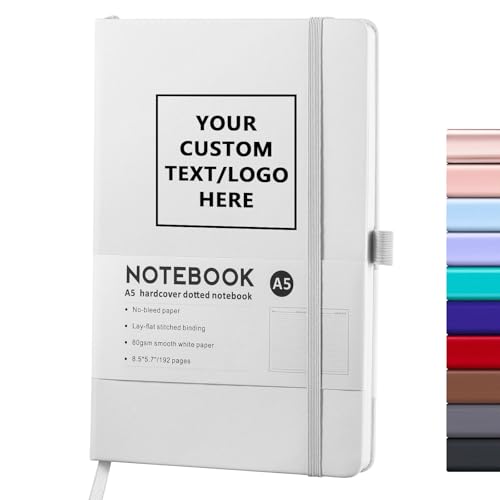 Vebermo Personalisiertes Notizbuch – Logo/Text/Bild können eingraviert werden, anpassbares A5-Tagebuch, Tagebuch zum Schreiben, 192 linierte Seiten, 21,6 x 14,5 cm,Weiß Vebermo Personalisiertes Notizbuch – Logo/Text/Bild können eingraviert werden, anpassbares A5-Tagebuch, Tagebuch zum Schreiben, 192 linierte Seiten, 21,6 x 14,5 cm,Weiß von Vebermo